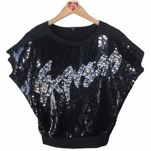 Express Embellished Cropped Sleeve Sweatshirt